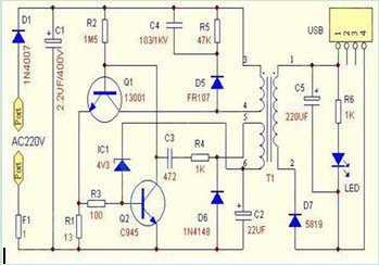 5V-USB充电器电路图