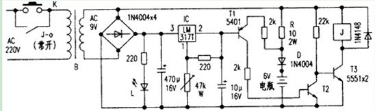 6V电瓶自动充电器电路图