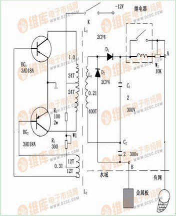 小型电子捕鱼器制作电路图