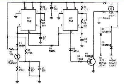 闪光刹车灯电路图