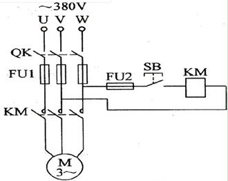 三相异步电动机点动控制电路图

