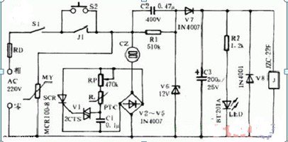电热毯自动保护恒温器电路图