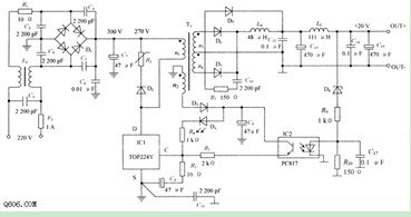 低噪声开关电源原理电路图