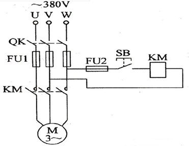 三相异步电动机点动控制电路图