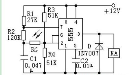 555构成的光电控制电路图