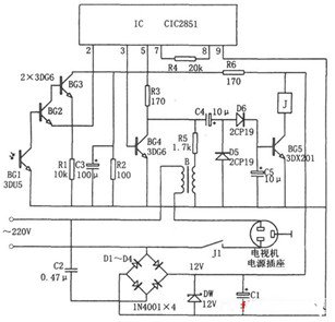 电视机节电遥控关机电路图