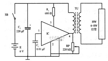 7W直流日光灯电路图
