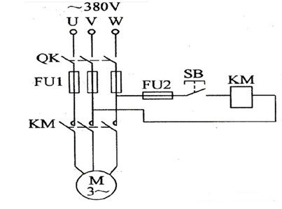 三相异步电动机点动控制电路图