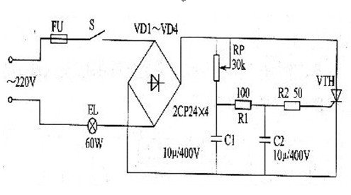 晶闸管调光灯电路
