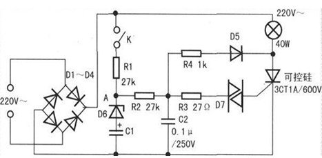 延时渐亮灯电路图
